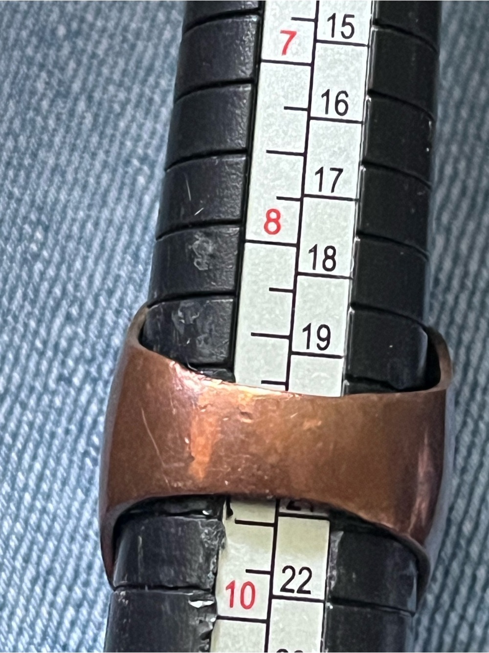 Art Deco Black Enamel Copper Tone Wide Band Ring Size 9 - Picture 4 of 6